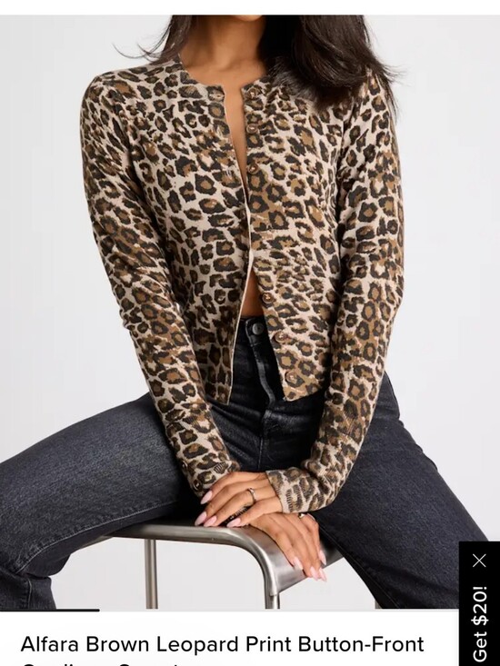 Lulus Sweaters - LULUS Alfara Brown Leproard Print Button Front Cardigan - Size Small